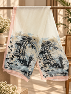 Arabic Lawn Scarf – Abstract Ink Floral Print