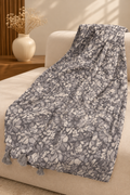 Arabic Lawn Scarf – Grey Floral Print