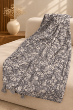Arabic Lawn Scarf – Grey Floral Print
