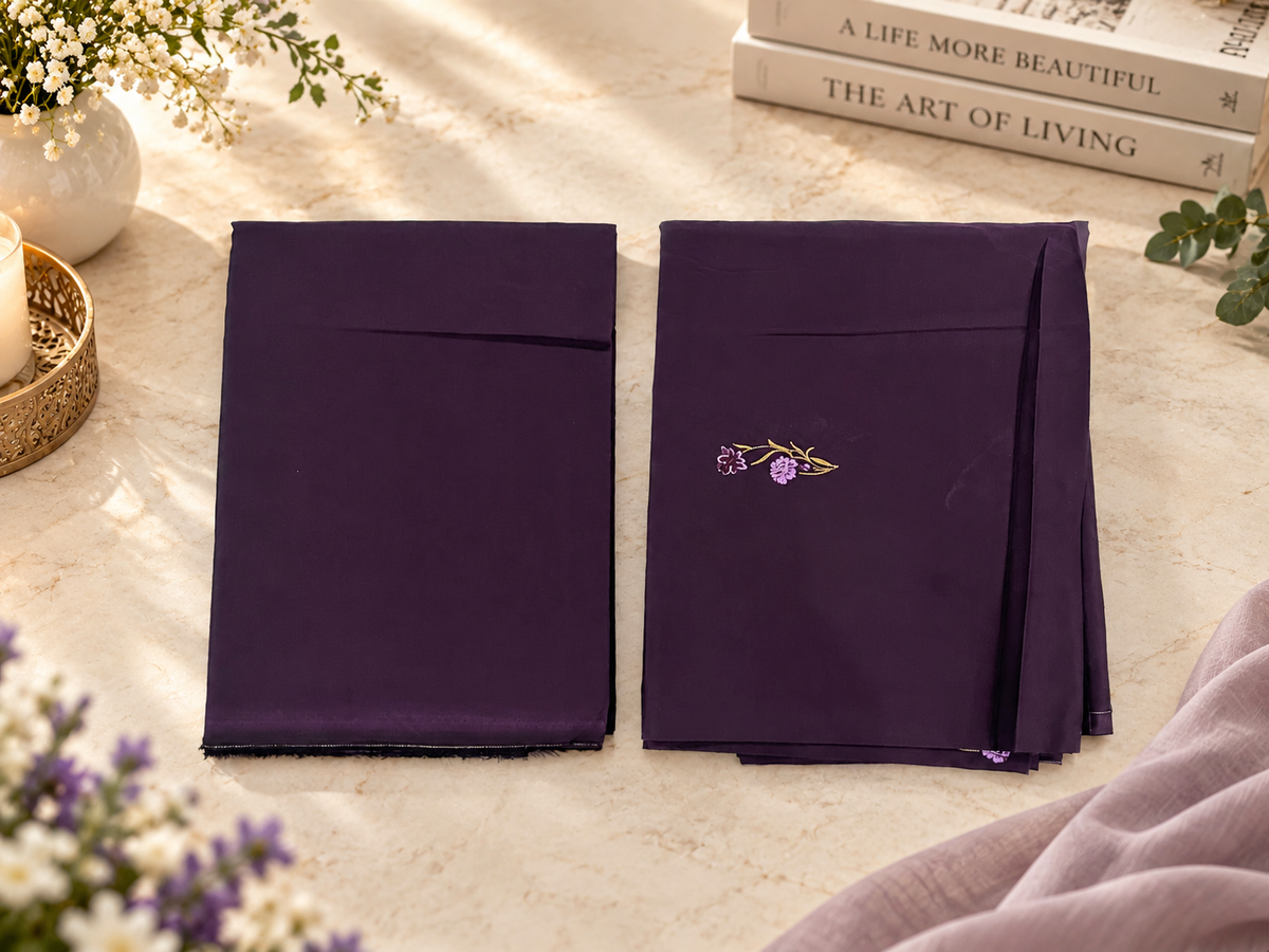 Dark Purple Embroidered Lawn 2 Piece – Unstitched Suit Ciyaab