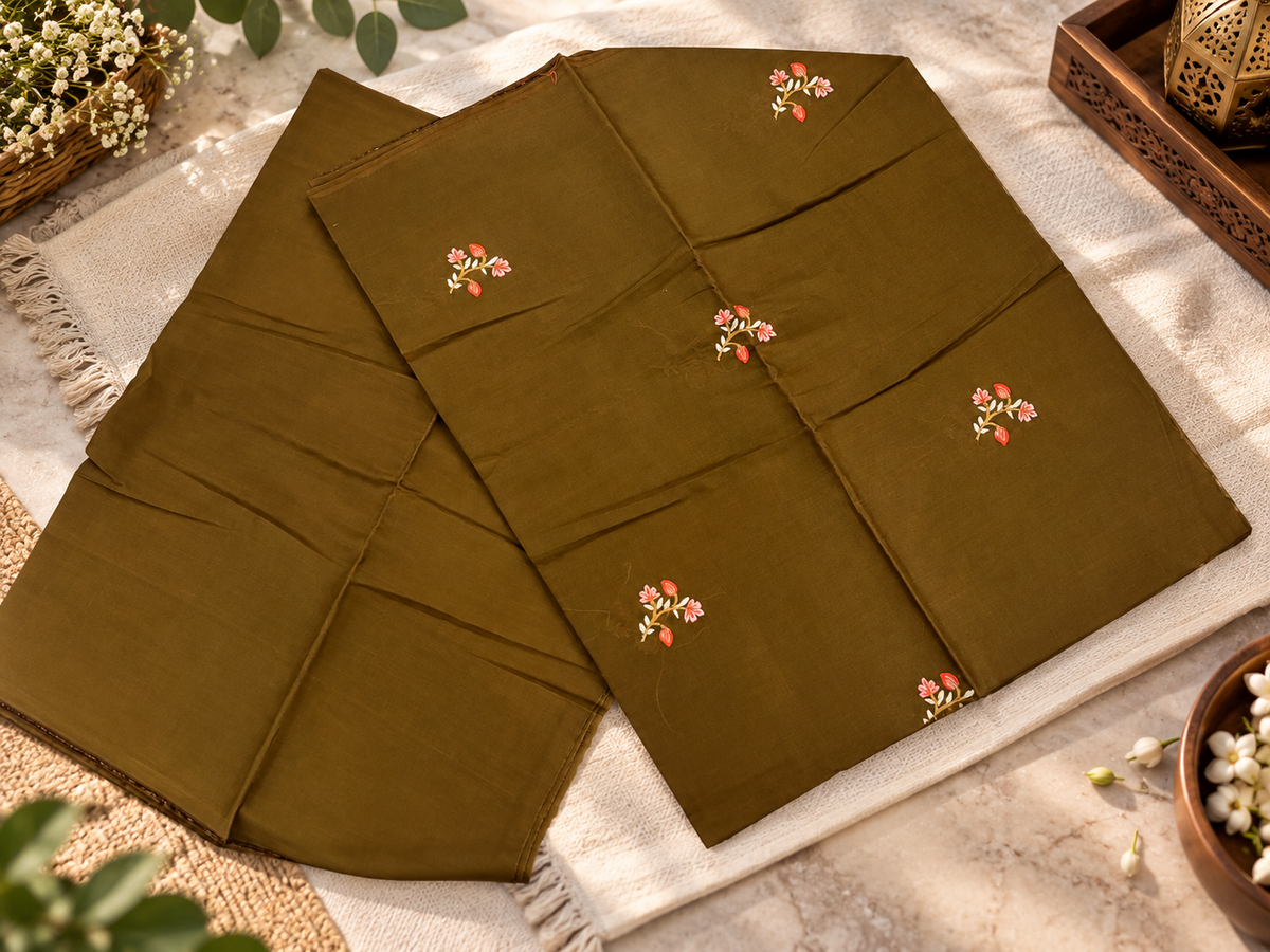 Medium Brown Embroidered Lawn 2 Piece Suit – Unstitched Ciyaab
