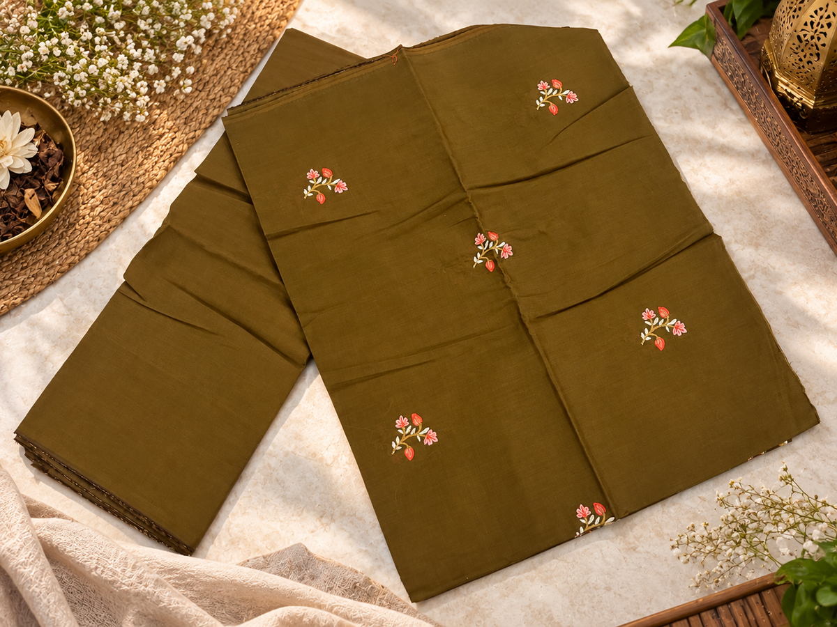 Medium Brown Embroidered Lawn 2 Piece Suit – Unstitched Ciyaab