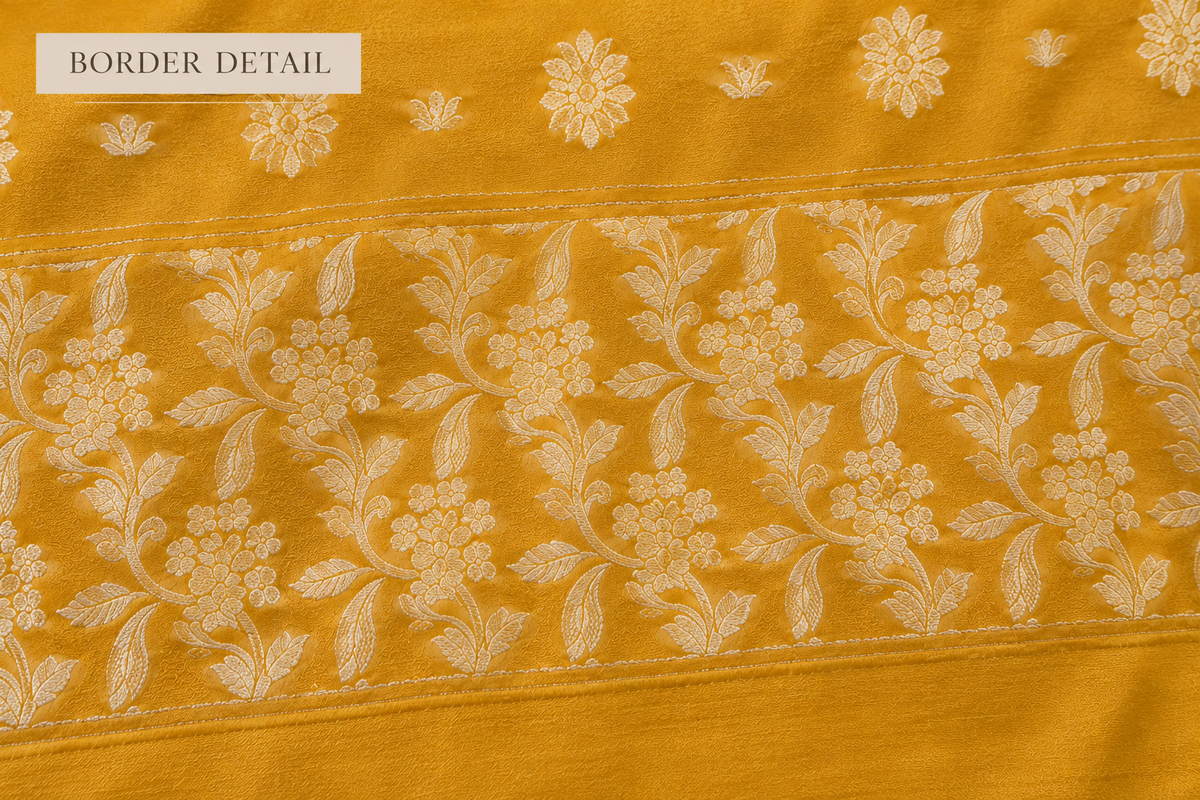 Mustard Yellow Cotton Banarsi 3 Piece Unstitched Suit Ciyaab