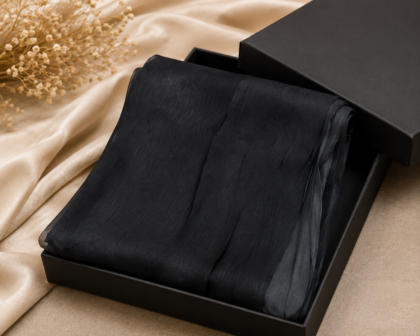 Luxe Silk Scarf - Charcoal Grey