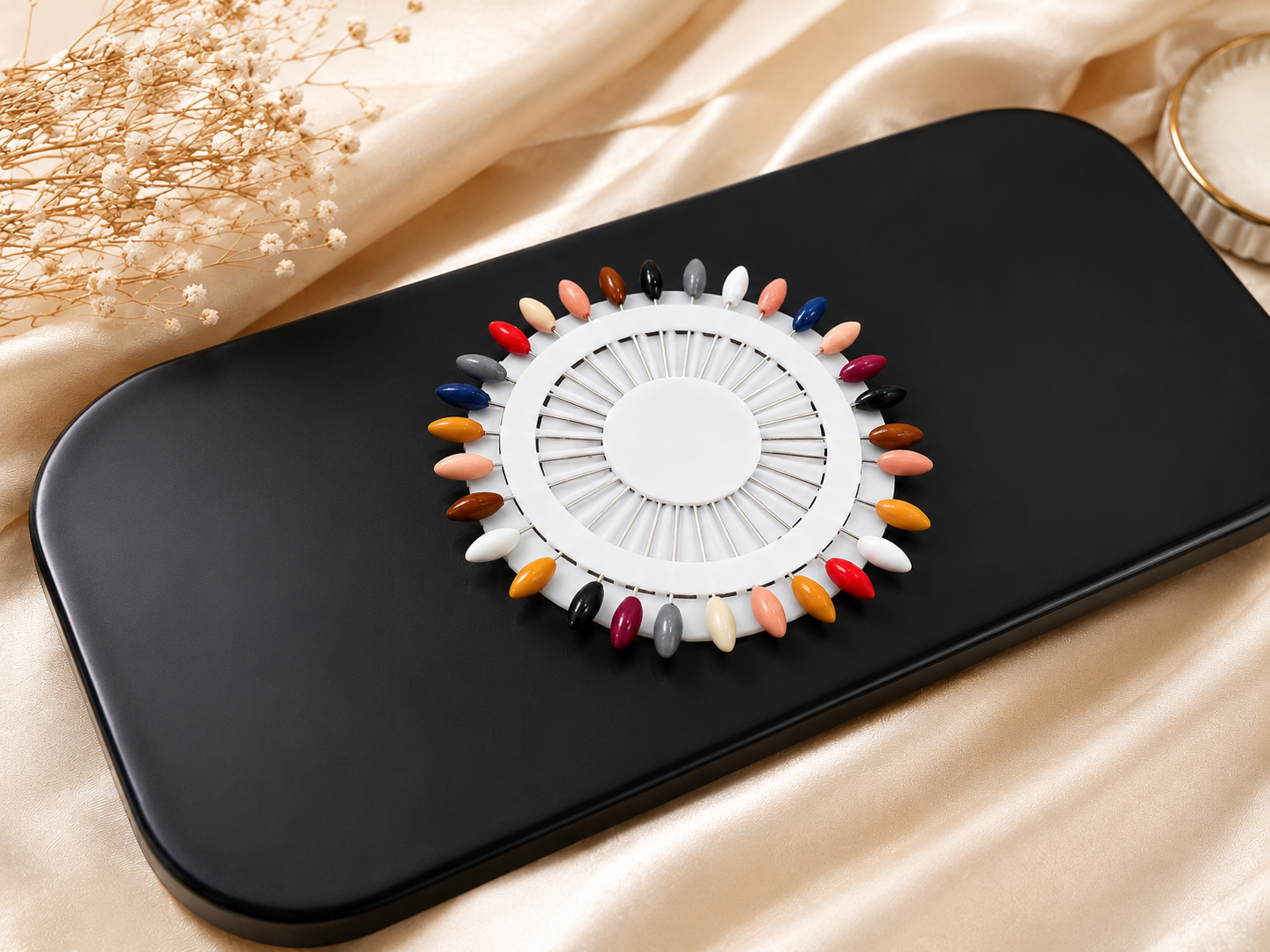 Premium Multicolor Hijab & Scarf Pins Wheel Set – Assorted Pins