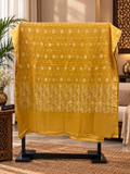 Mustard Yellow Cotton Banarsi 3 Piece Unstitched Suit Ciyaab