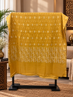 Mustard Yellow Cotton Banarsi 3 Piece Unstitched Suit Ciyaab