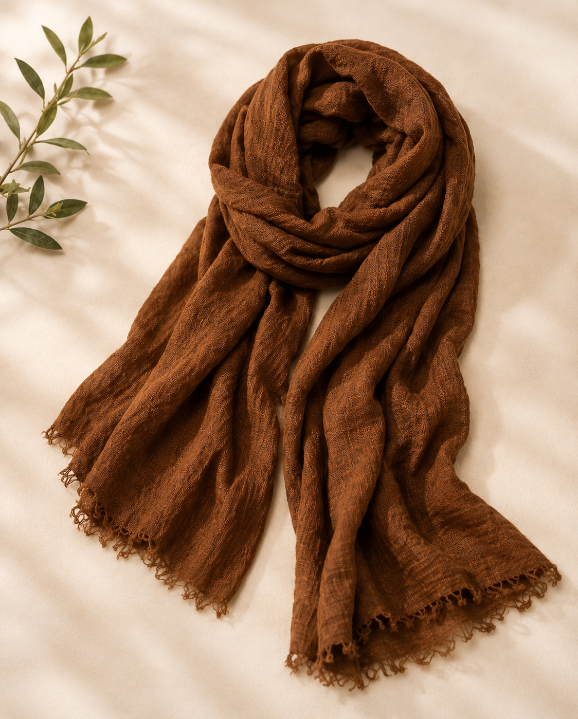 Crimps Hijab – Brown | Lightweight Textured Scarf