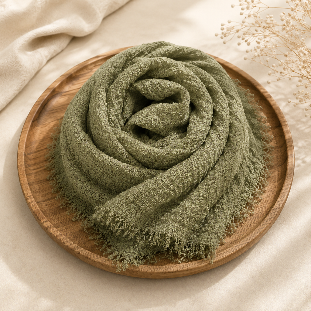 Crimps Hijab – Mint Green | Lightweight Textured Scarf