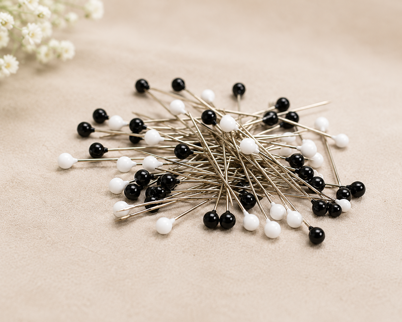 Premium Black & White Hijab Head Pins Box Set