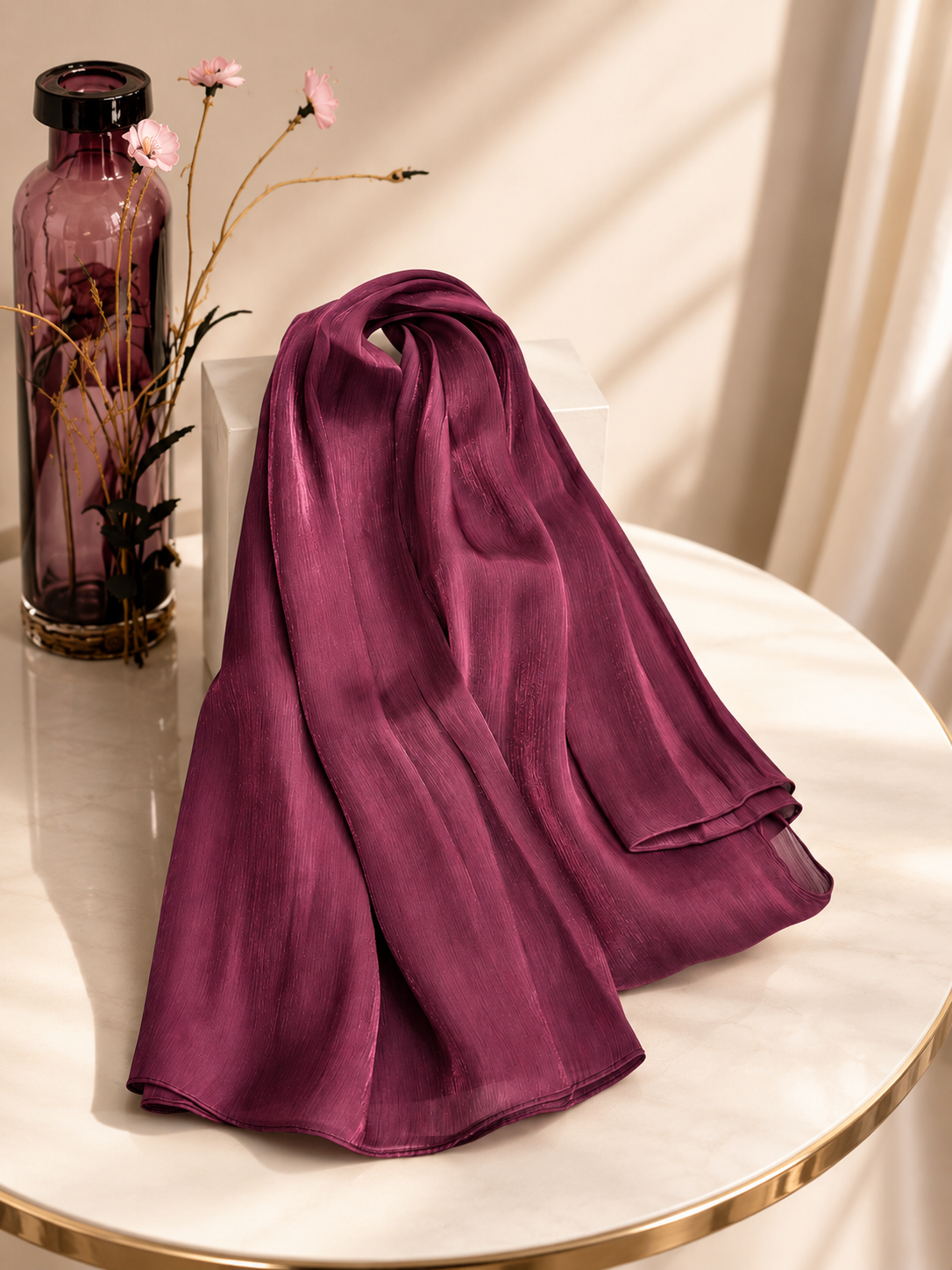 Luxe Silk Scarf - Deep Berry Mauve