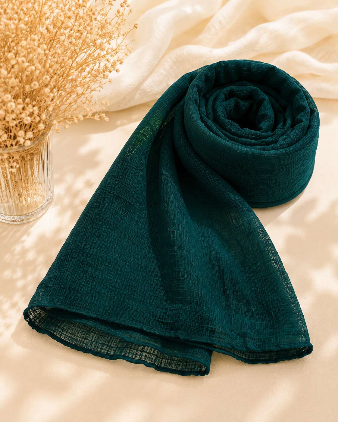 Butter Lawn Hijab – Deep Teal Green | Soft & Lightweight