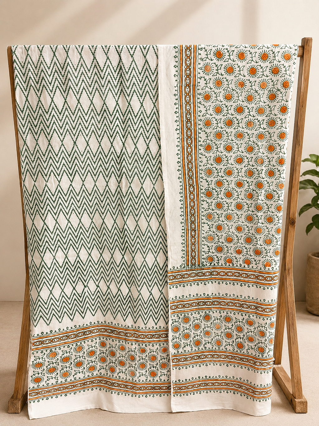 Ciyaab Hand Block Print Lawn 2 Piece suit in Deep Forest Green colorway