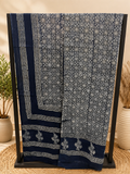 Ciyaab Hand Block Print Lawn 2 Piece suit in Deep Navy Blue Ivory White colorway