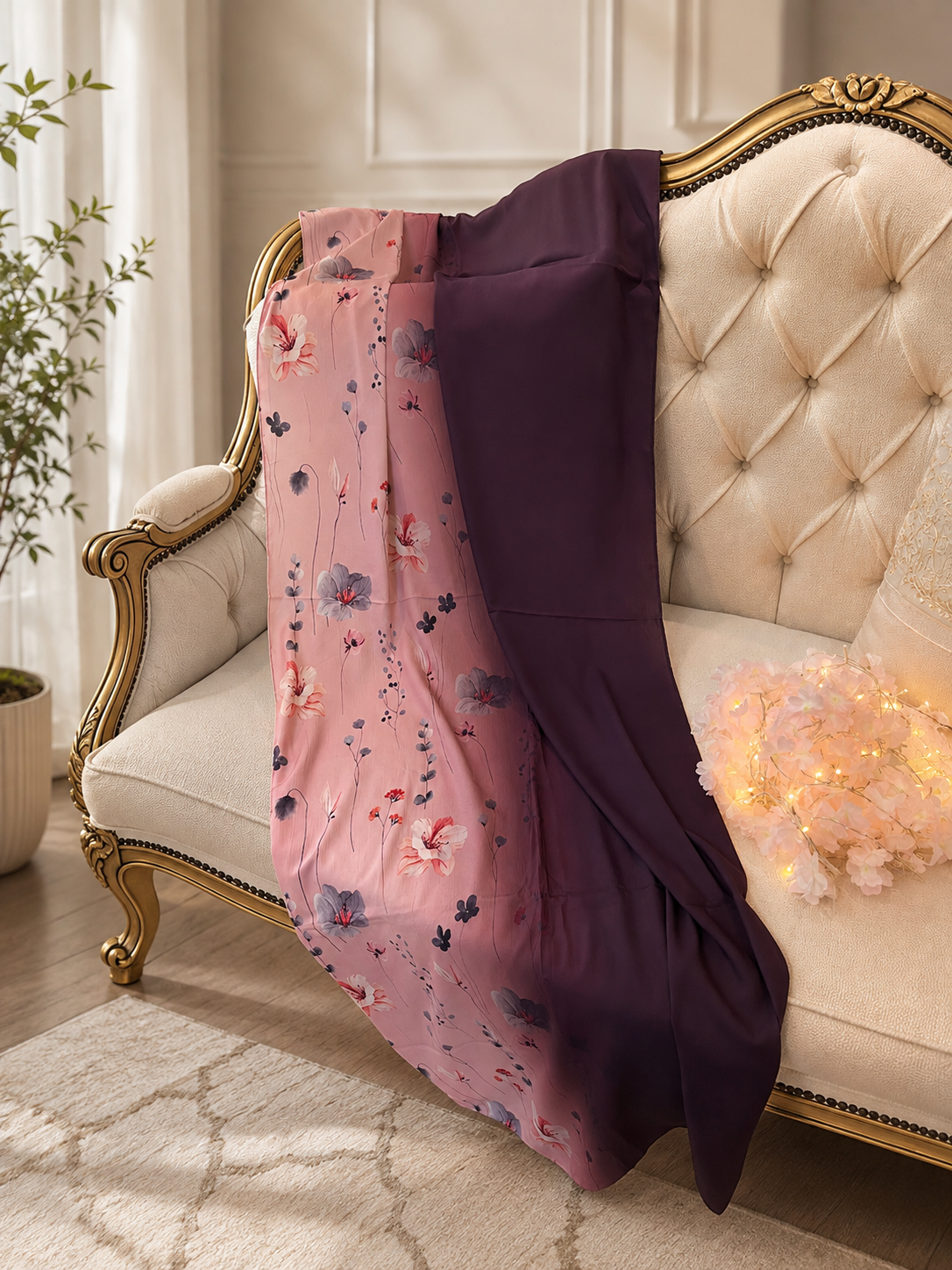 Malai Lawn printed hijab in Deep Plum – Ciyaab