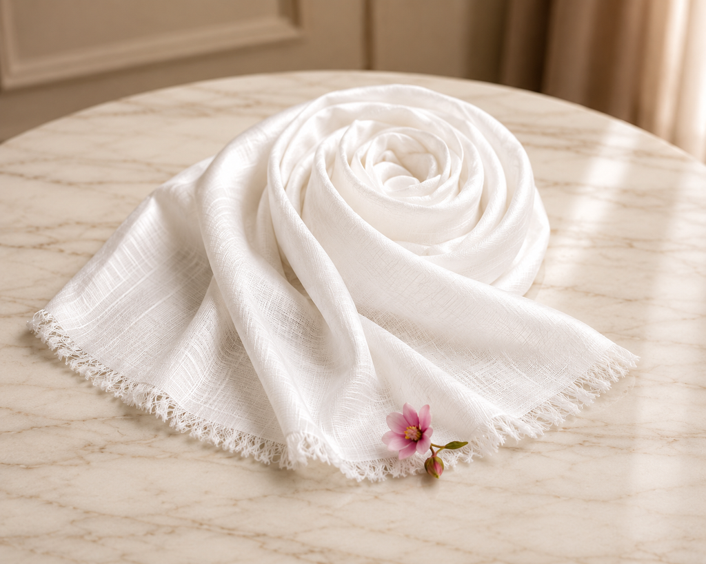 Turkish Lawn Hijab - White | Soft Lightweight Scarf