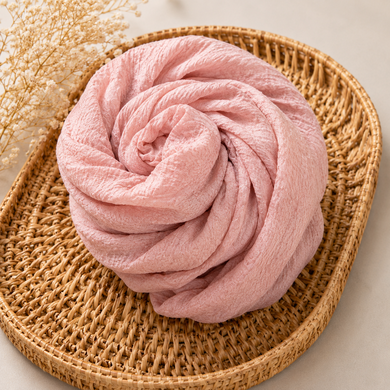 Crimps Hijab – Pink | Lightweight Textured Scarf