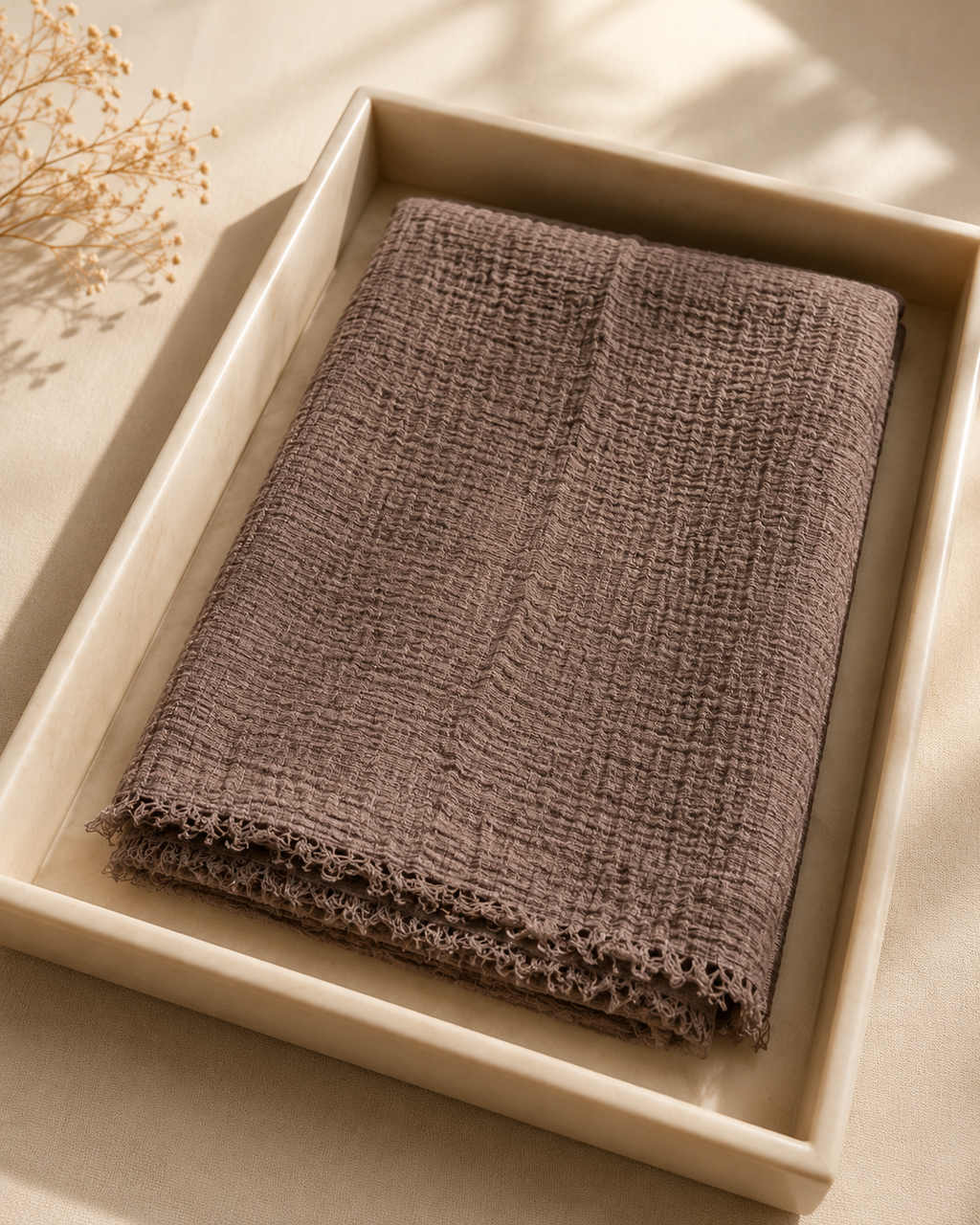 Crimps Hijab – Earth Taupe | Lightweight Textured Scarf