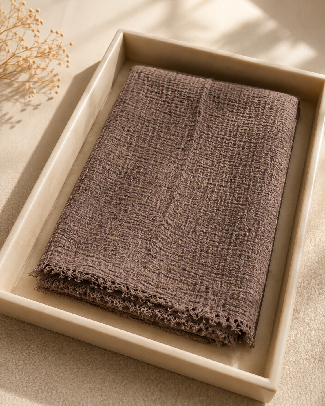 Crimps Hijab – Earth Taupe | Lightweight Textured Scarf