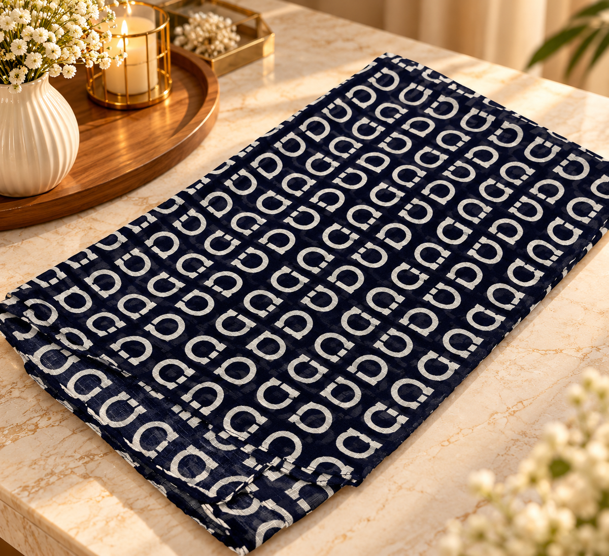 Turkish Textured Printed Lawn - Abstract Geometric Print