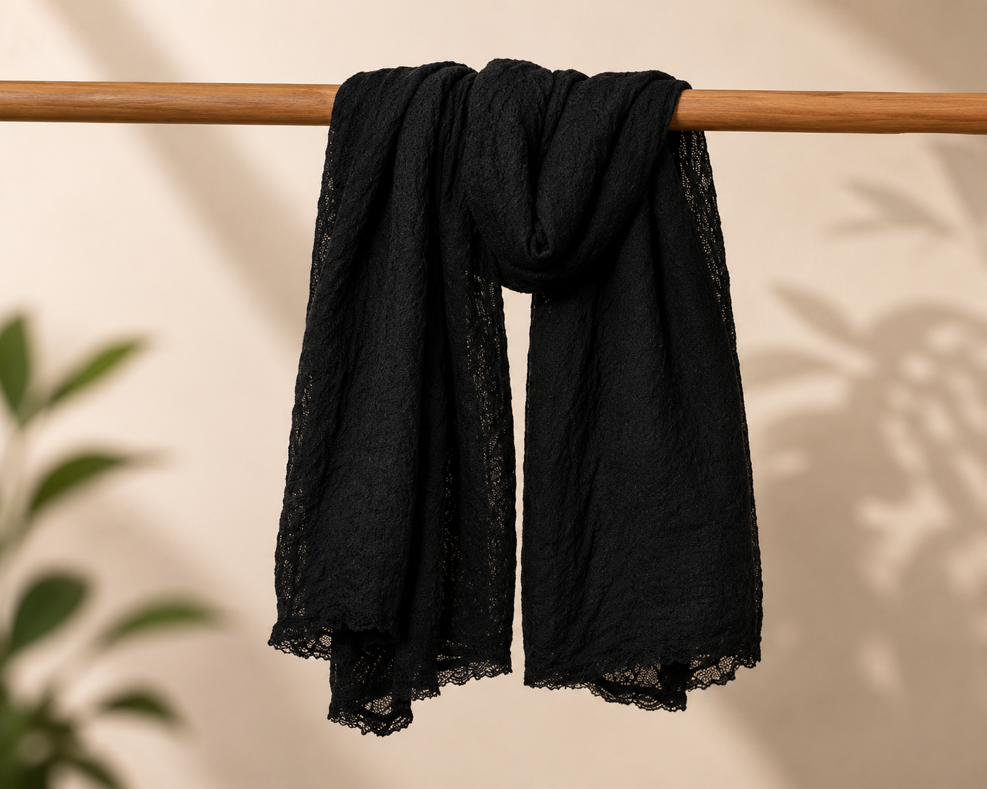 Crimps Hijab – Black | Lightweight Textured Scarf