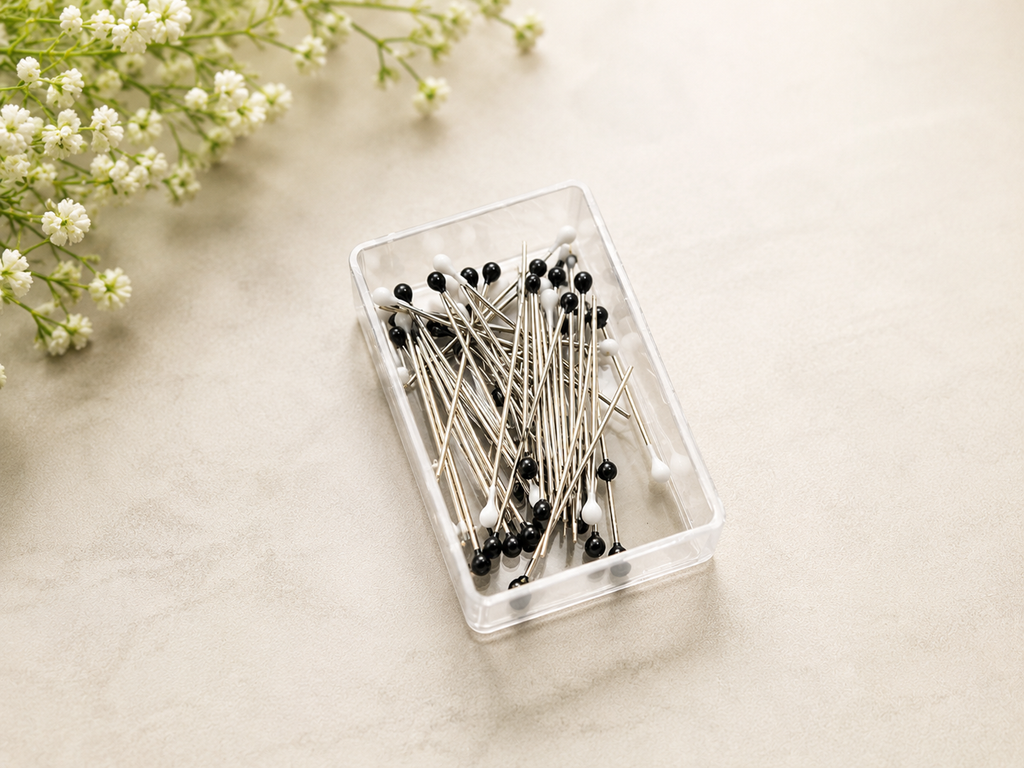 Premium Black & White Hijab Head Pins Box Set