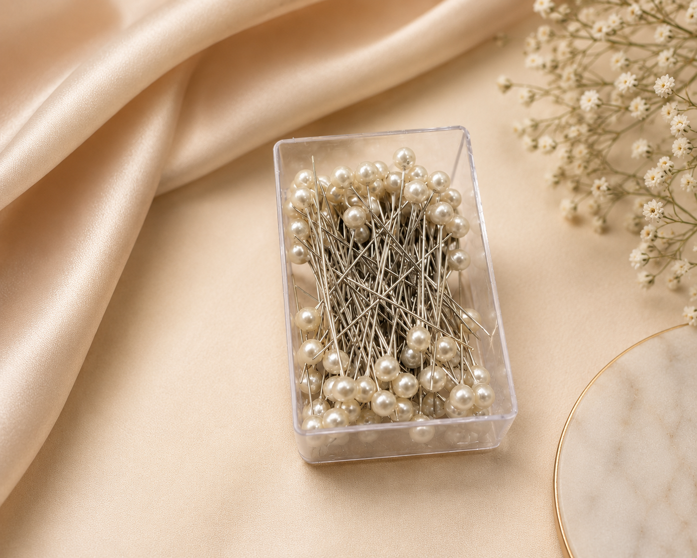 Premium Pearl Head Hijab & Scarf Pins Box Set