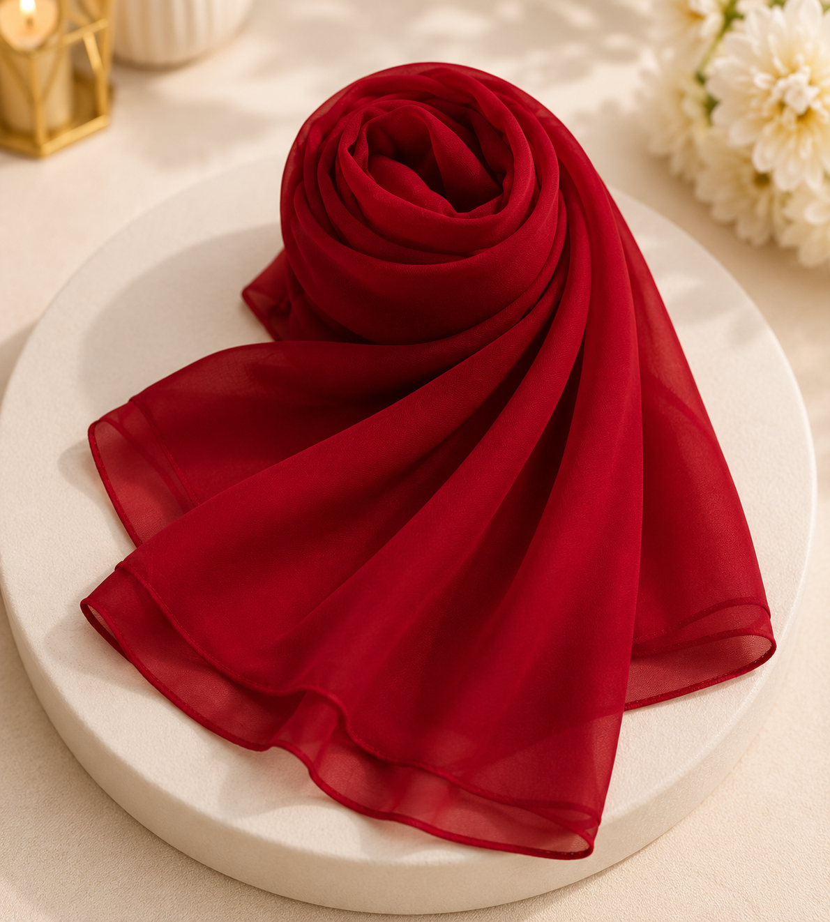 Chiffon Scarf - Deep Red