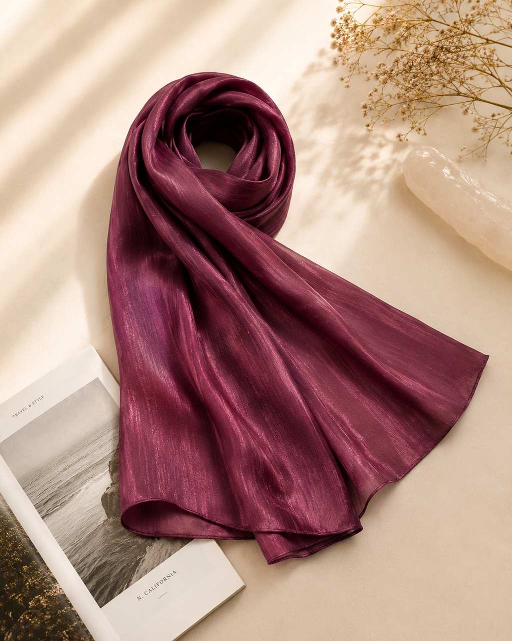 Luxe Silk Scarf - Deep Berry Mauve