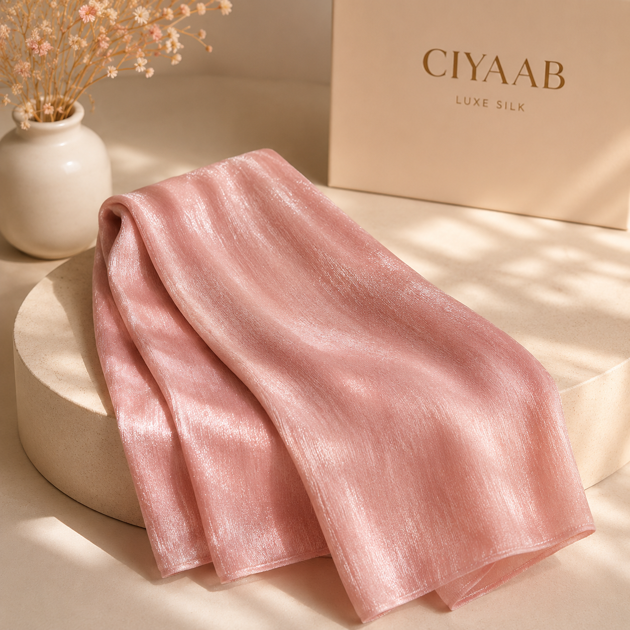 Luxe Silk Scarf - Peach Pink