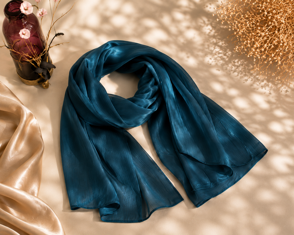 Luxe Silk Scarf - Dee Teal Blue