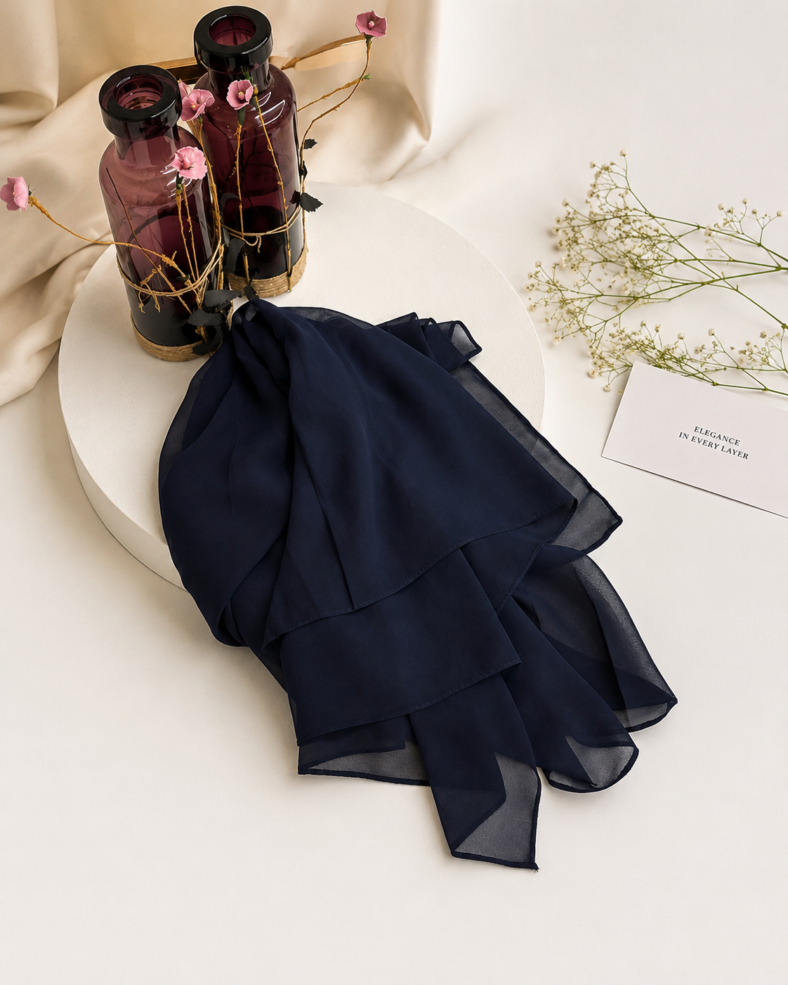 Chiffon Scarf - Navy Blue