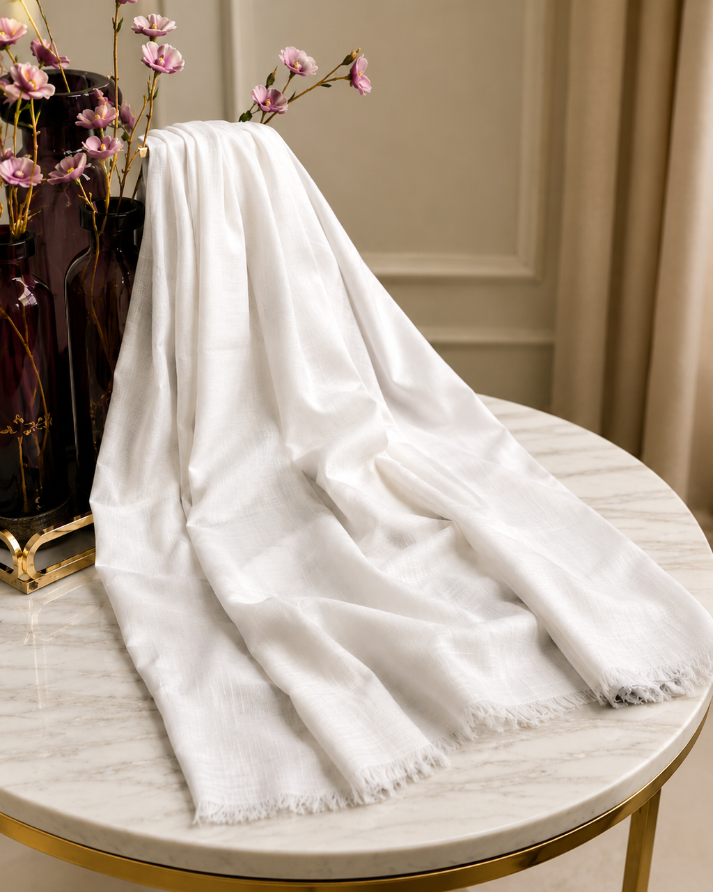Turkish Lawn Hijab - White | Soft Lightweight Scarf