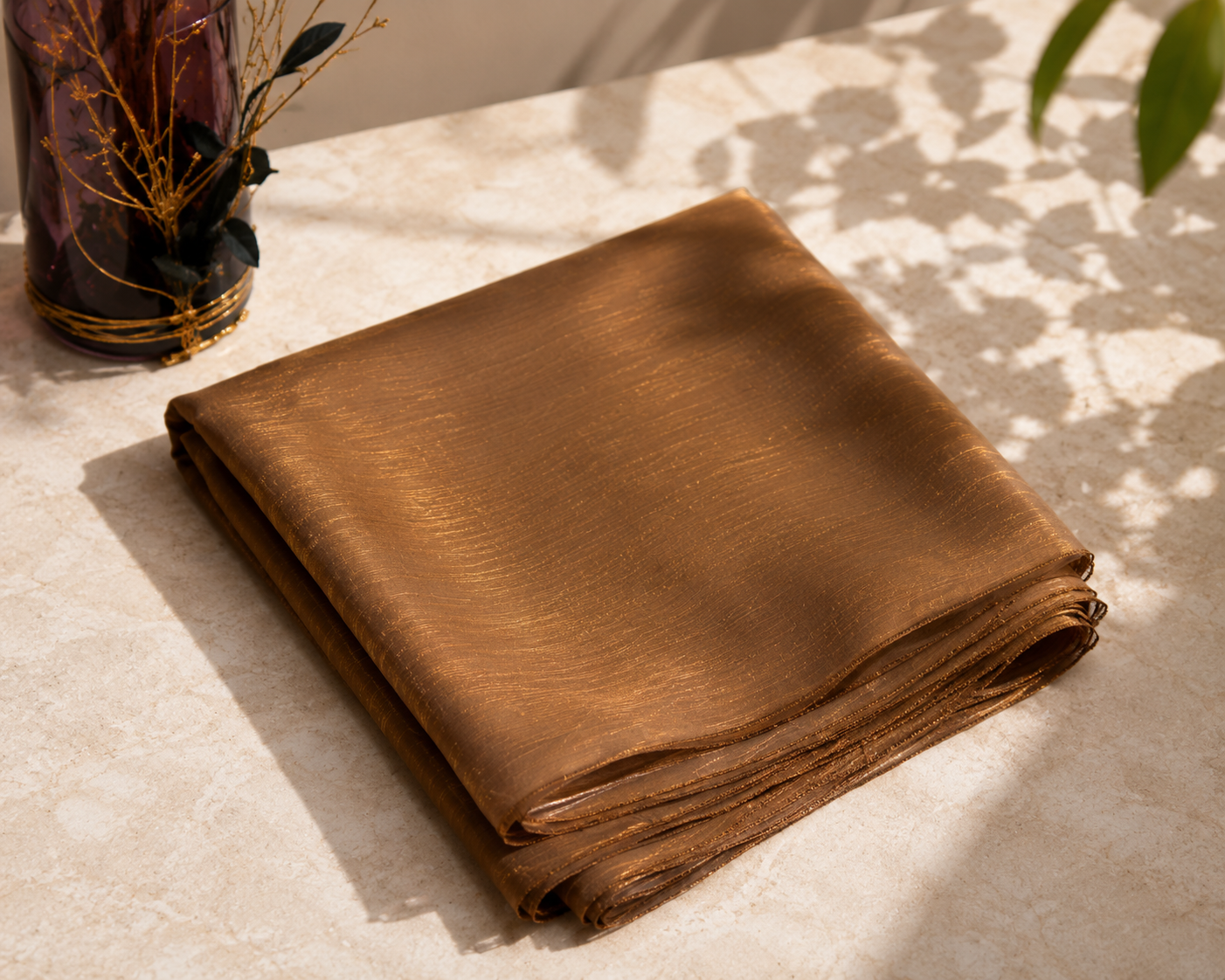 Luxe Silk Scarf - Caramel Brown