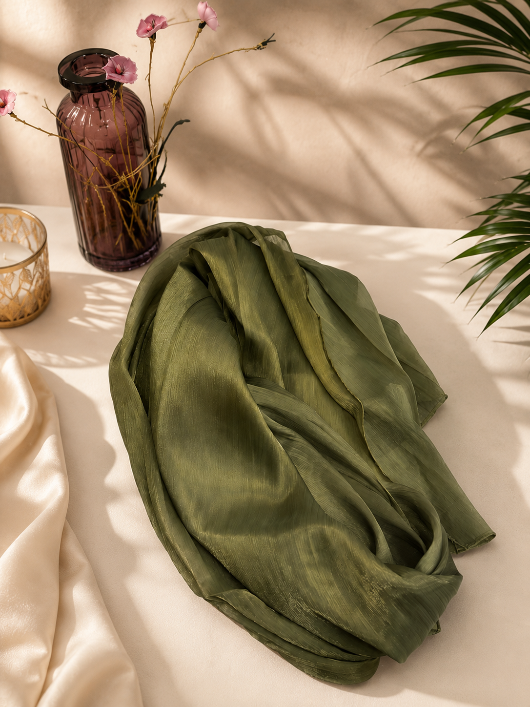Luxe Silk Scarf - Olive Mist