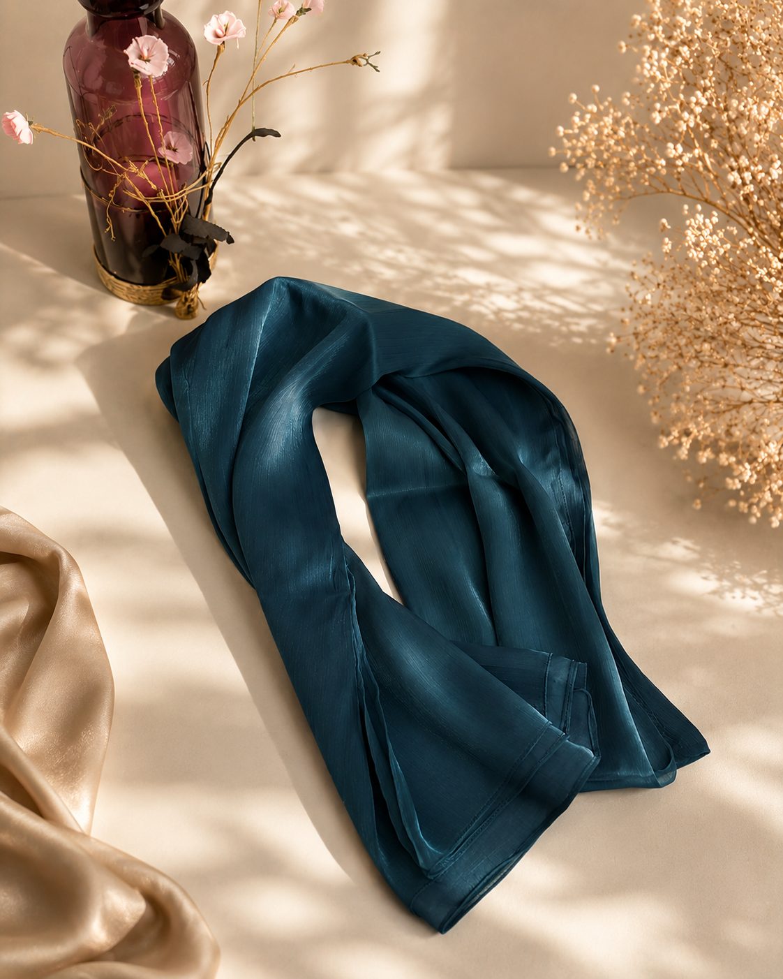 Luxe Silk Scarf - Dee Teal Blue