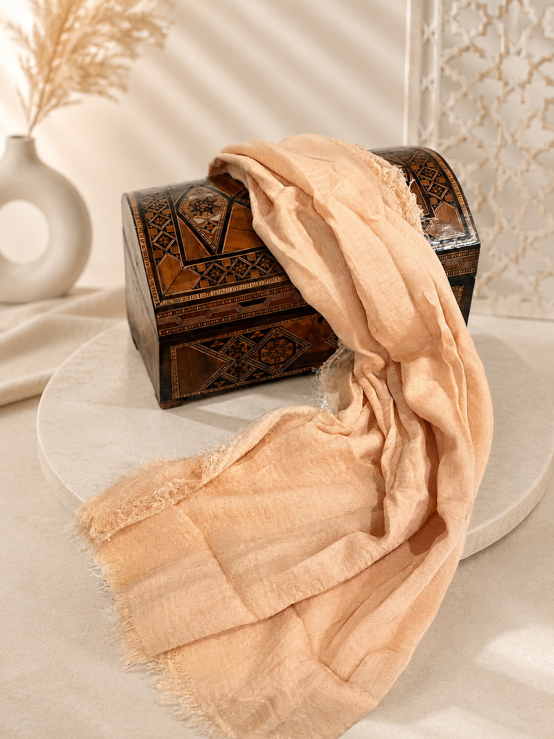Crimps Hijab – Peach Fawn | Lightweight Textured Scarf