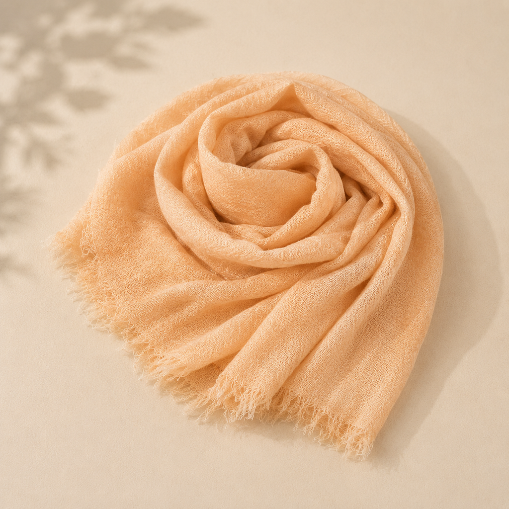Crimps Hijab – Peach Fawn | Lightweight Textured Scarf