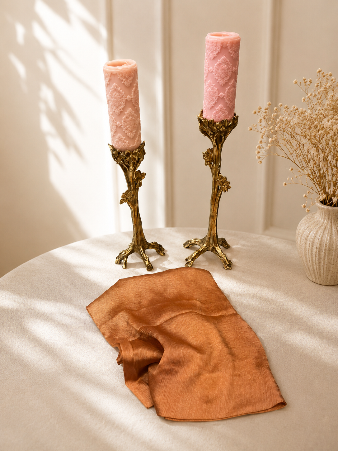 Shimmer Crinkle Silk Scarf – Gold