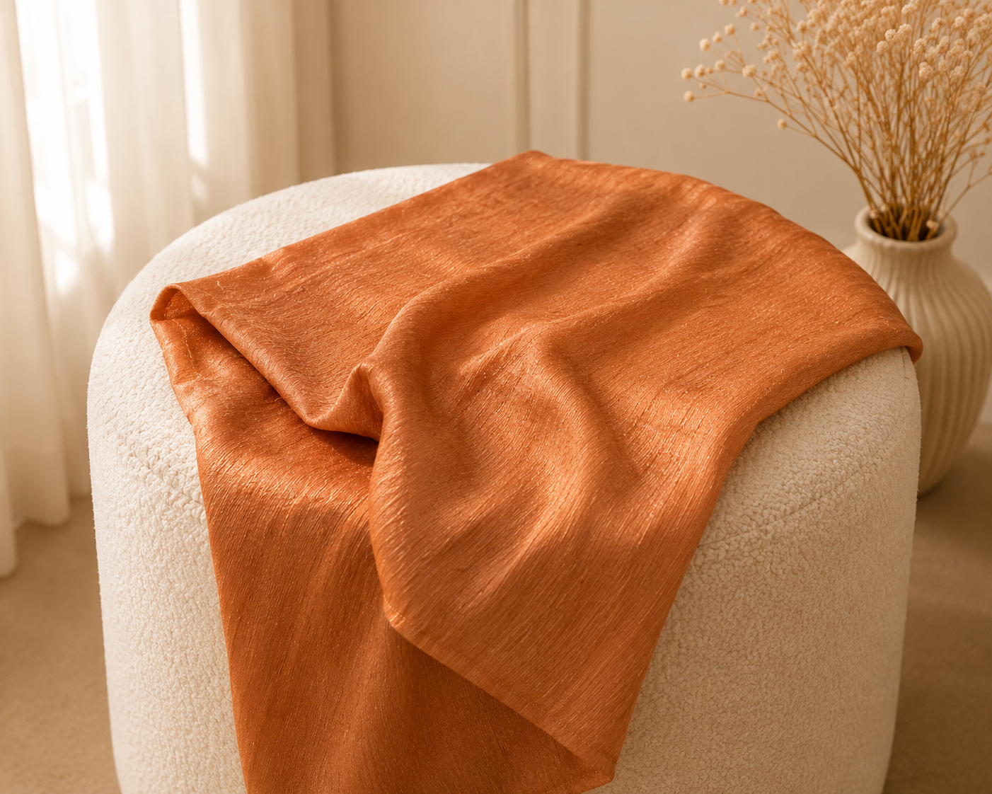 Shimmer Crinkle Silk Scarf – Gold