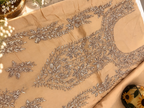 Peach Beige Hand Embroidered Cotton Lawn 3 Piece Unstitched Suit Ciyaab