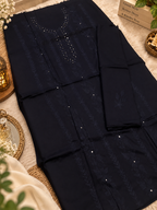 Midnight Navy Hand Embroidered Cotton Lawn 3 Piece Unstitched Suit Ciyaab