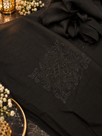 Black Hand Embroidered Cotton Lawn 3 Piece Unstitched Suit Ciyaab