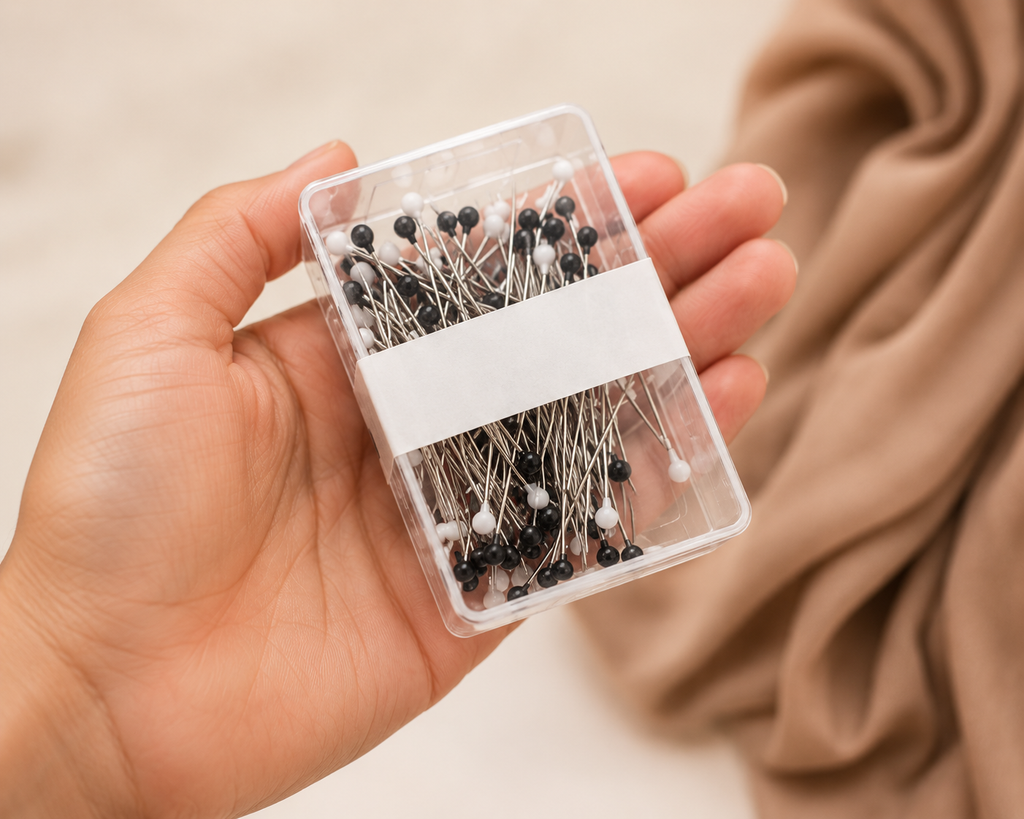 Premium Black & White Hijab Head Pins Box Set