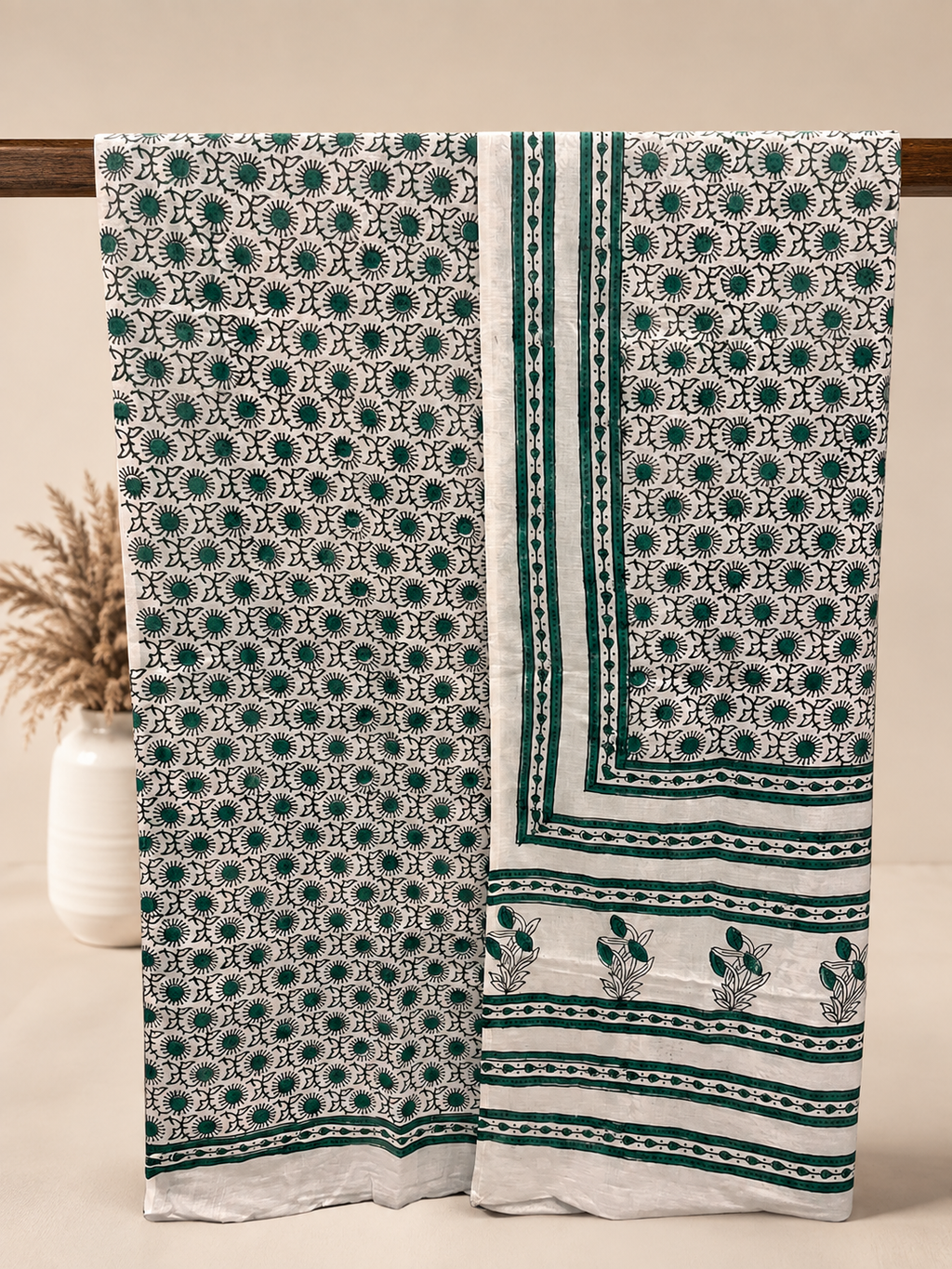 Ciyaab Hand Block Print Lawn 2 Piece suit in Ivory White colorway