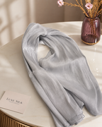 Luxe Silk Scarf - Pearl Silver
