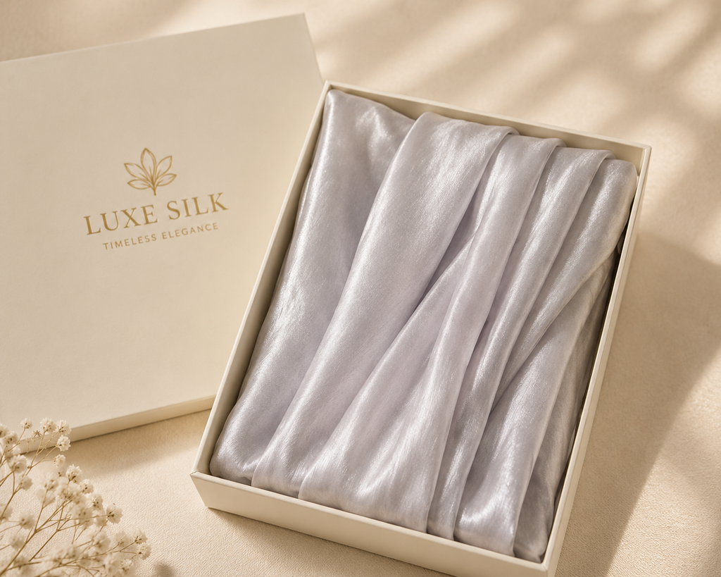 Luxe Silk Scarf - Silver Grey