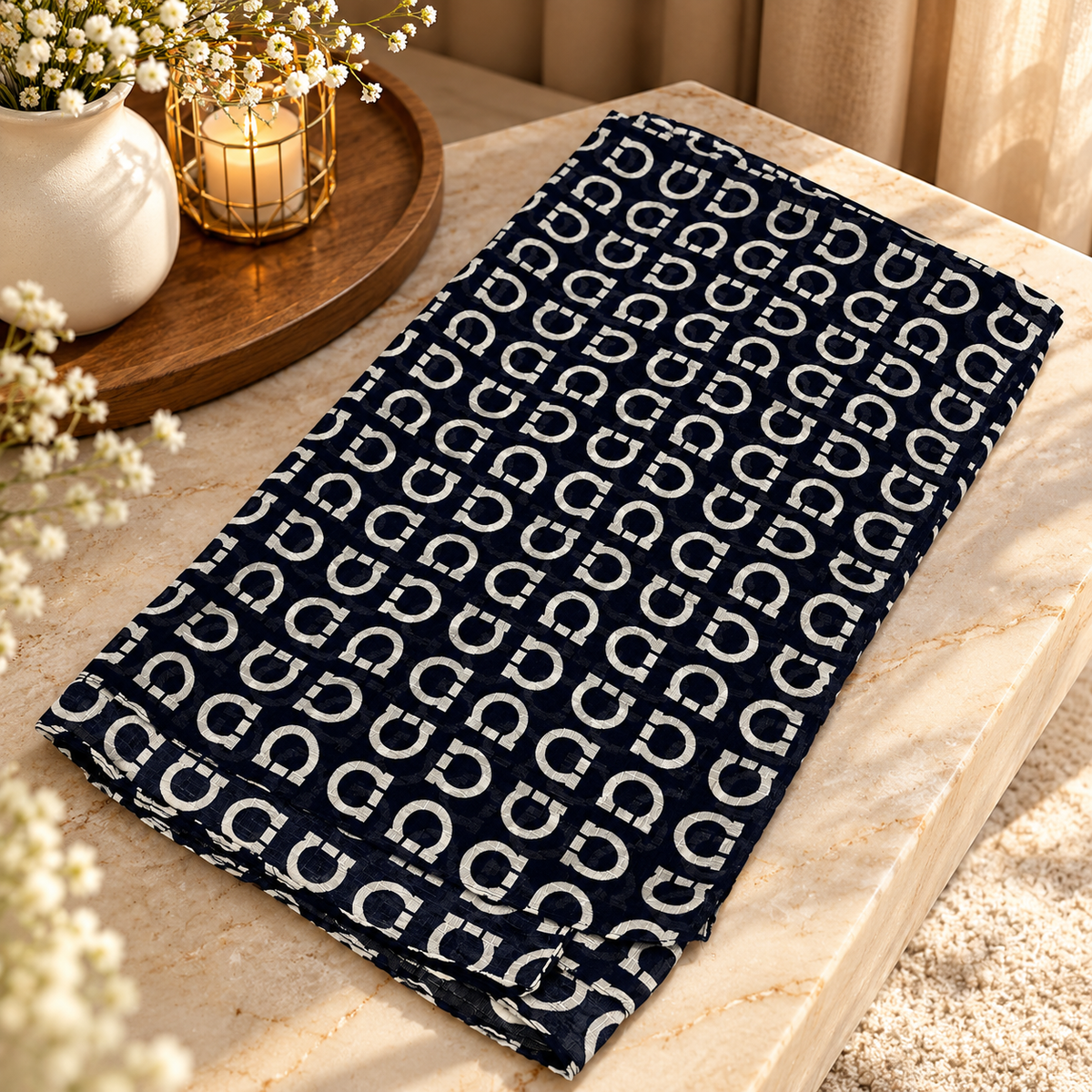 Turkish Textured Printed Lawn - Abstract Geometric Print