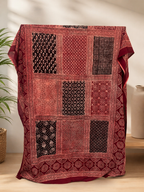 Ciyaab Hand Block Print Lawn Chaadar in Maroon Red