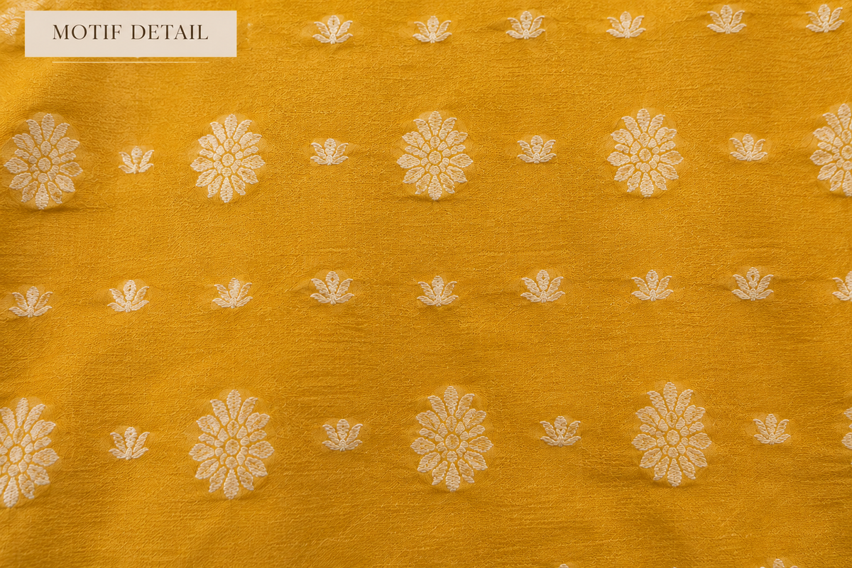 Mustard Yellow Cotton Banarsi 3 Piece Unstitched Suit Ciyaab